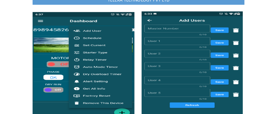 Add users screen — up to 6 numbers